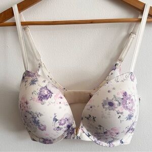 Victoria's Secret Floral Bra in Cream and Purple